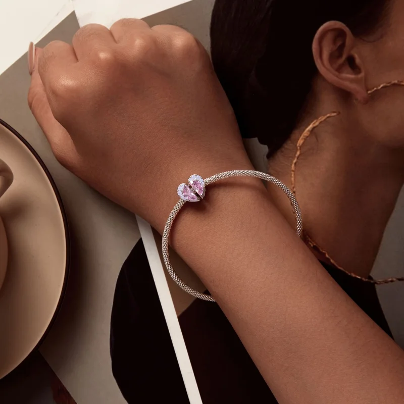 (obrázek pro) Pandora styl Růžové Sestřičky Srdce Charm - SCC2641 - Zobrazit 9