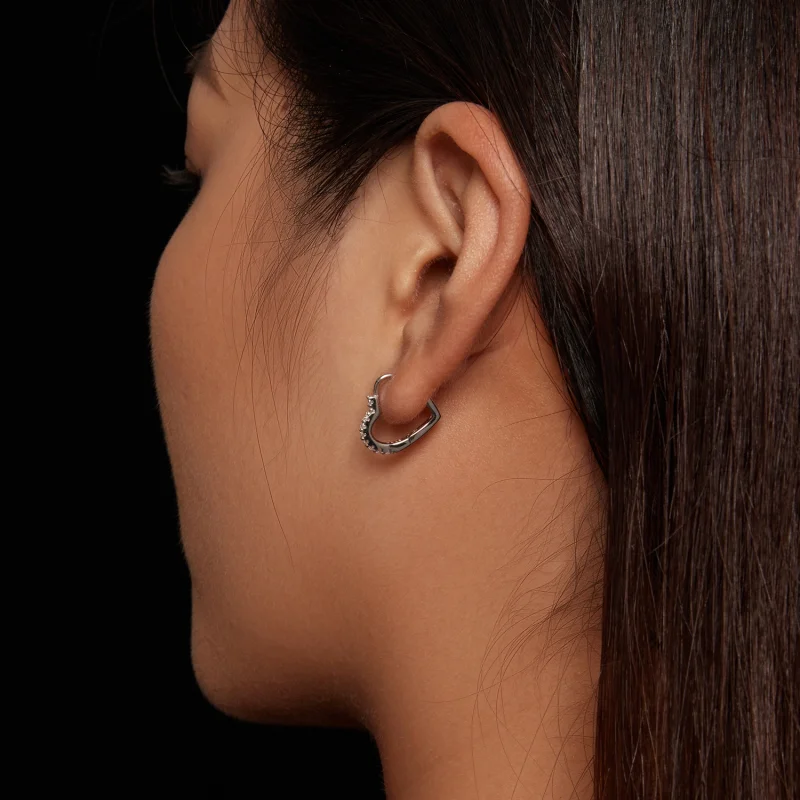 (obrázek pro) Pandora styl srdcovité náušnice s moissanite kameny (jeden certifikát) - MSE035 - Zobrazit 7