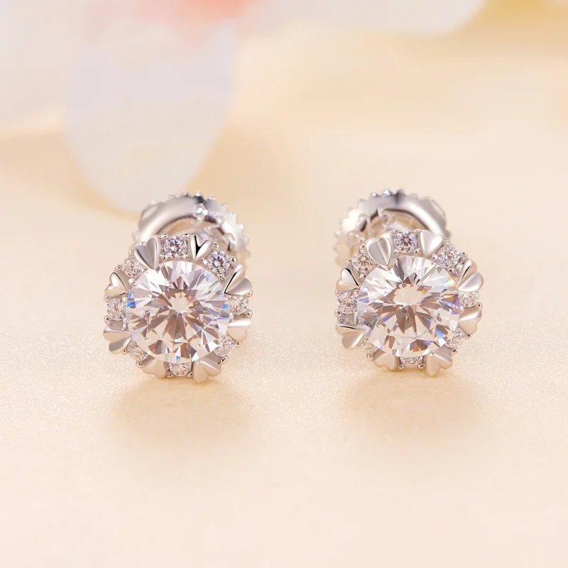 (obrázek pro) Pandora styl Výjimečné Moissanite náušnice (Dva certifikáty) - MSE017 - Zobrazit 2
