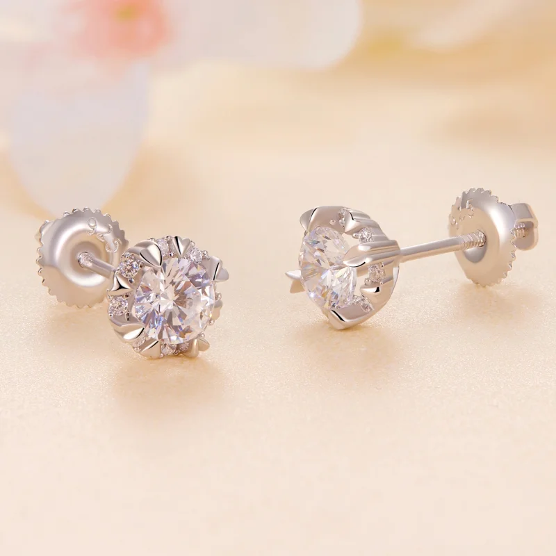 (obrázek pro) Pandora styl Výjimečné Moissanite náušnice (Dva certifikáty) - MSE017 - Zobrazit 3
