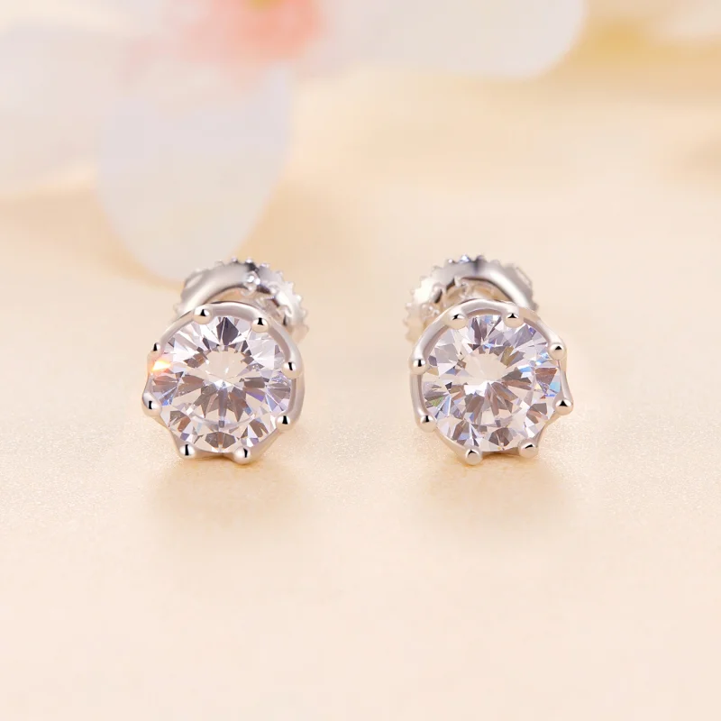 (obrázek pro) Pandora styl Výjimečné Moissanite zapínací náušnice (Dva certifikáty) - MSE016-S - Zobrazit 2