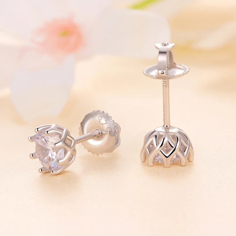 (obrázek pro) Pandora styl Výjimečné Moissanite zapínací náušnice (Dva certifikáty) - MSE016-S - Zobrazit 3