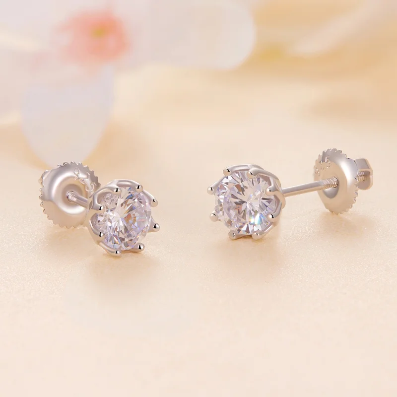 (obrázek pro) Pandora styl Výjimečné Moissanite zapínací náušnice (Dva certifikáty) - MSE016-S - Zobrazit 4
