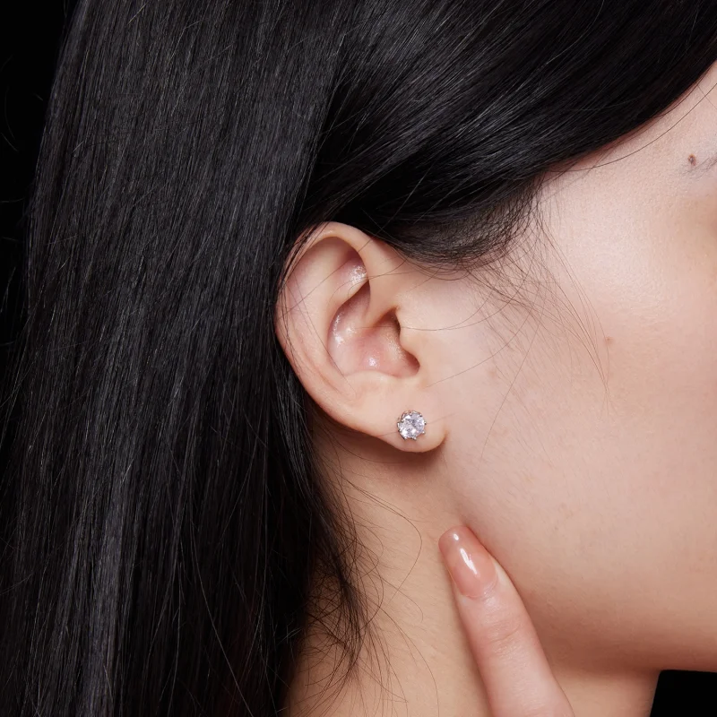 (obrázek pro) Pandora styl Výjimečné Moissanite zapínací náušnice (Dva certifikáty) - MSE016-S - Zobrazit 5