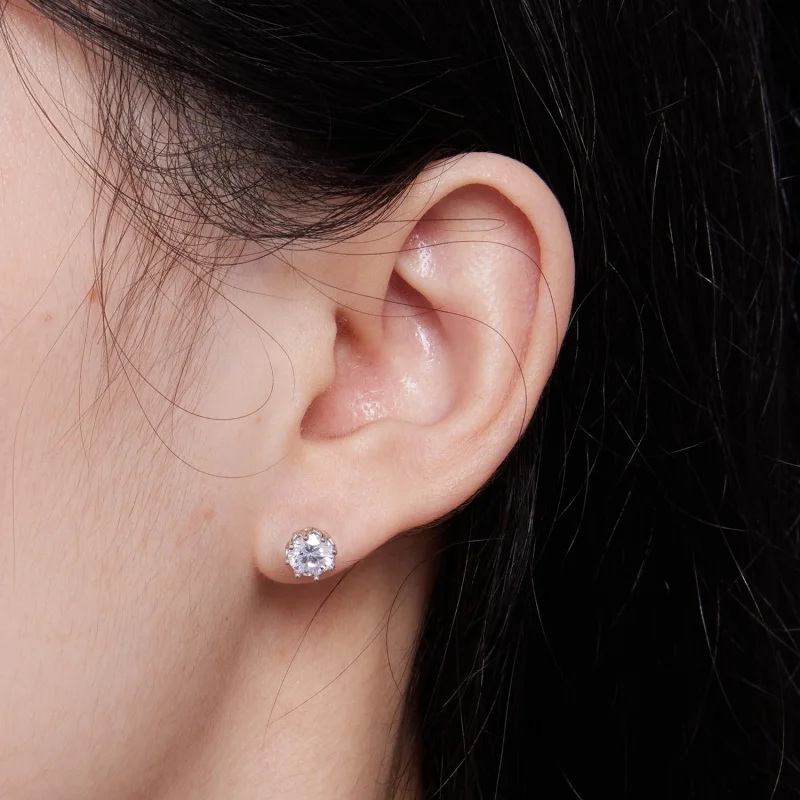 (obrázek pro) Pandora styl Výjimečné Moissanite zapínací náušnice (Dva certifikáty) - MSE016-S - Zobrazit 6