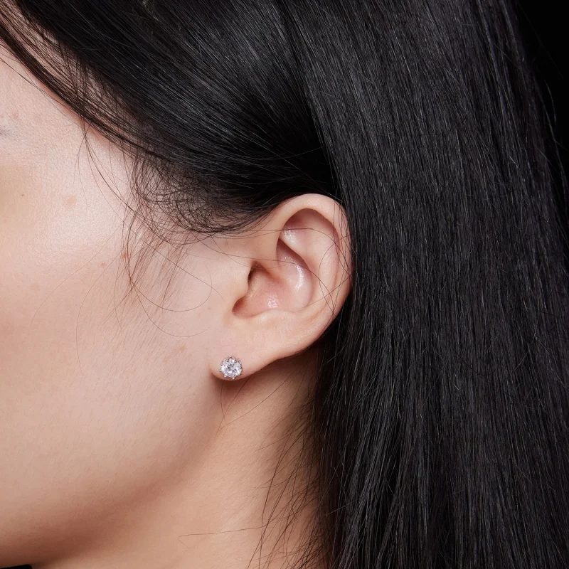 (obrázek pro) Pandora styl Výjimečné Moissanite zapínací náušnice (Dva certifikáty) - MSE016-S - Zobrazit 7