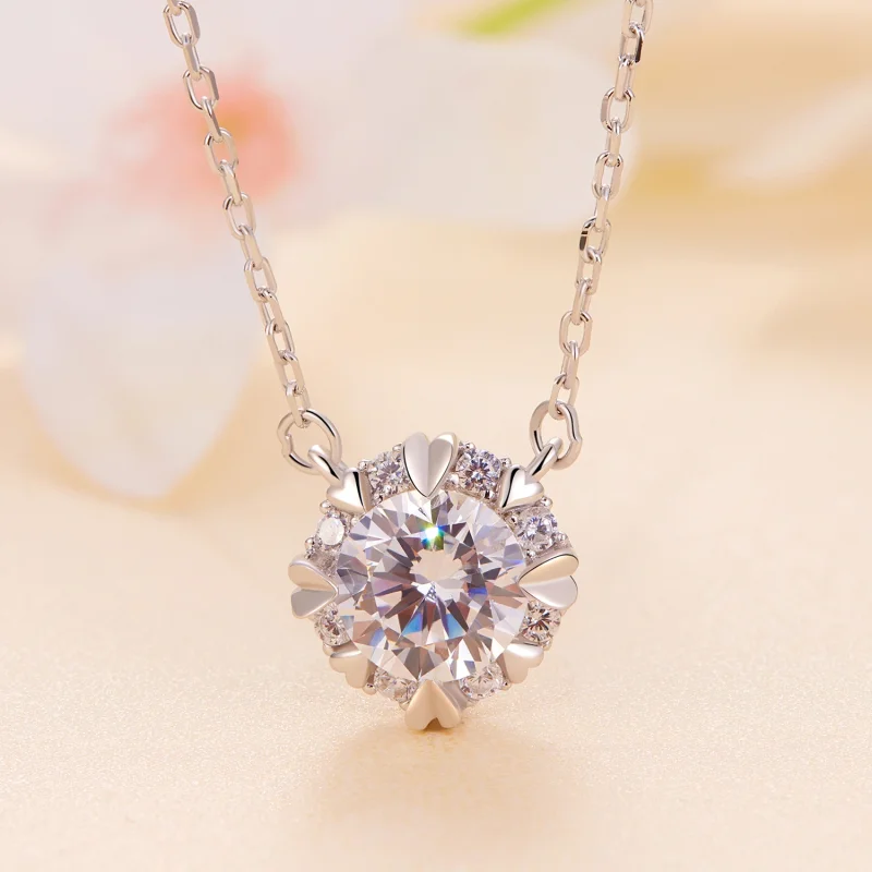 (obrázek pro) Pandora styl Vynikající moissanite náhrdelník (Jeden certifikát) - MSN011 - Zobrazit 2