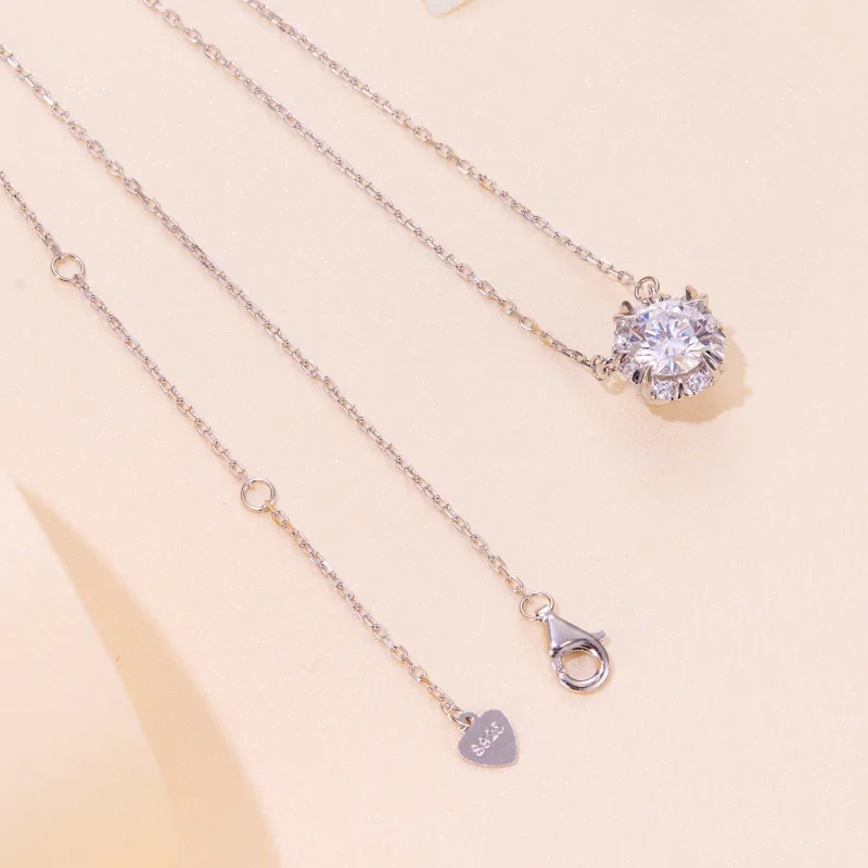(obrázek pro) Pandora styl Vynikající moissanite náhrdelník (Jeden certifikát) - MSN011 - Zobrazit 4