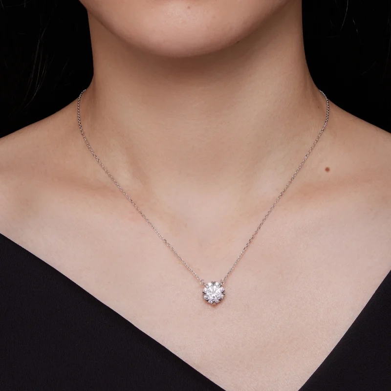 (obrázek pro) Pandora styl Vynikající moissanite náhrdelník (Jeden certifikát) - MSN011 - Zobrazit 6