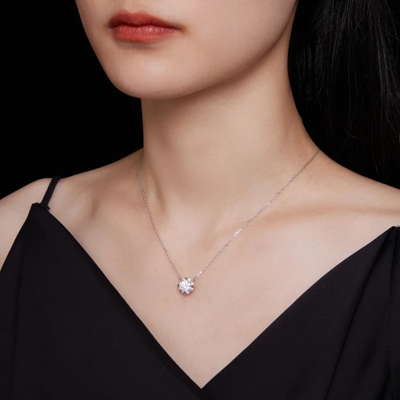 (obrázek pro) Pandora styl Vynikající moissanite náhrdelník (Jeden certifikát) - MSN011 - Zobrazit 7