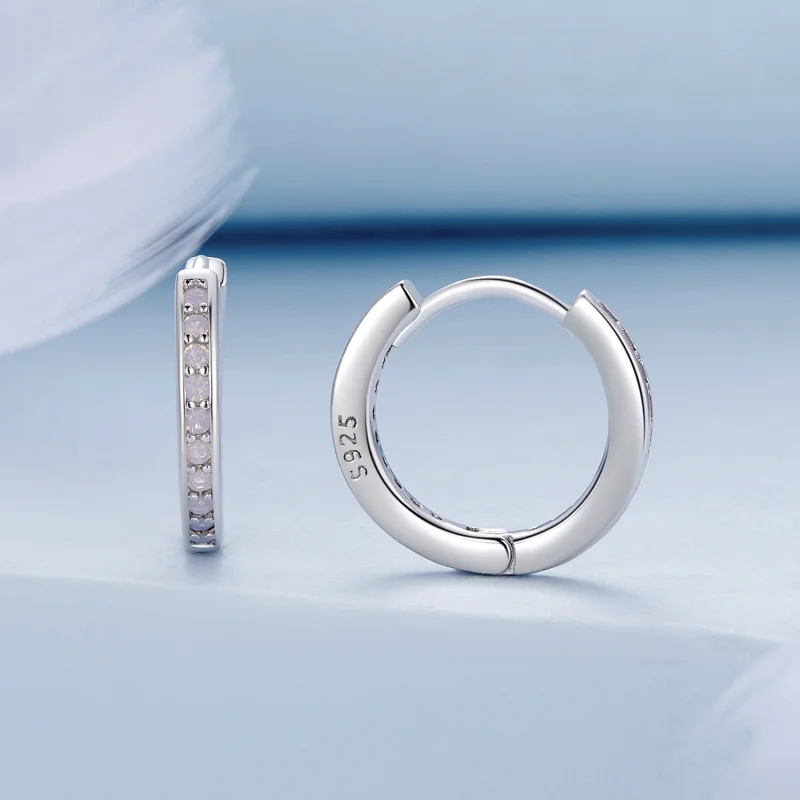 (obrázek pro) Pandora stylu růžové opálové náušnice na závěsy - BSE875 - Zobrazit 2