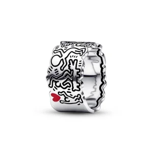 (obrázek pro) Široký prsten Keith Haring™ x Pandora Line Art Love & People – 192222C01