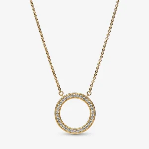 (obrázek pro) Náhrdelník s přívěskem Pandora Signature Pavé & Hearts Circle – 362735C01-45