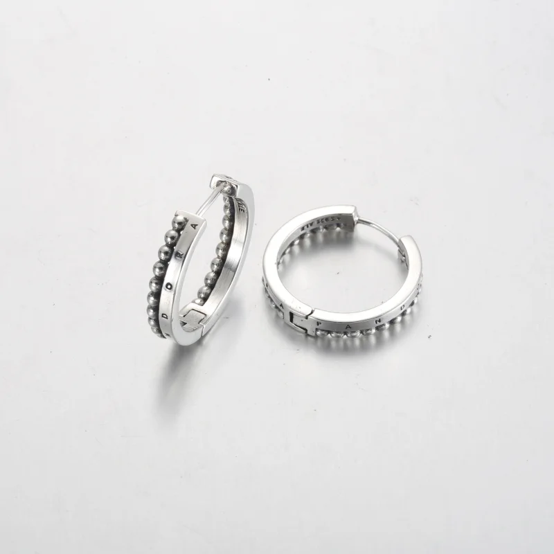 (obrázek pro) Náušnice Pandora Signature Logo & Beads Hoop - 292310C00 - Zobrazit 4