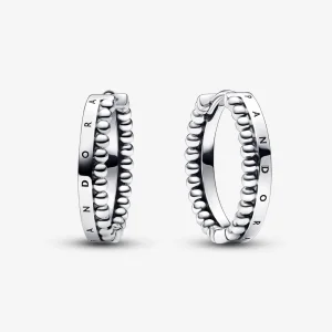 (obrázek pro) Náušnice Pandora Signature Logo & Beads Hoop - 292310C00