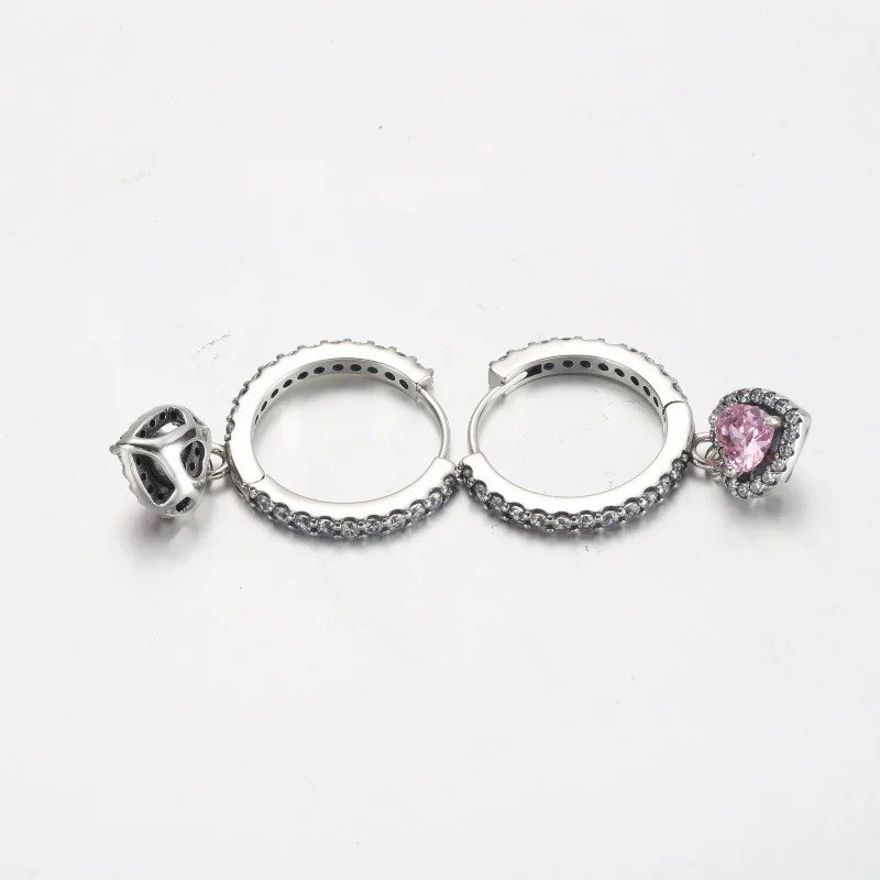 (obrázek pro) Náušnice Pandora Sparkling Halo Heart Hoop - 291445C01 - Zobrazit 3