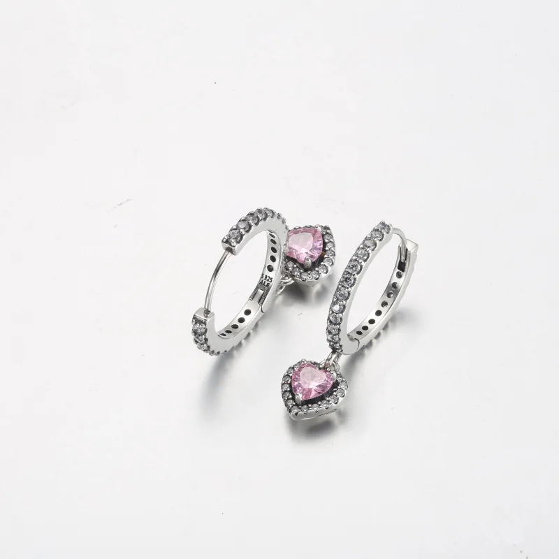 (obrázek pro) Náušnice Pandora Sparkling Halo Heart Hoop - 291445C01 - Zobrazit 4
