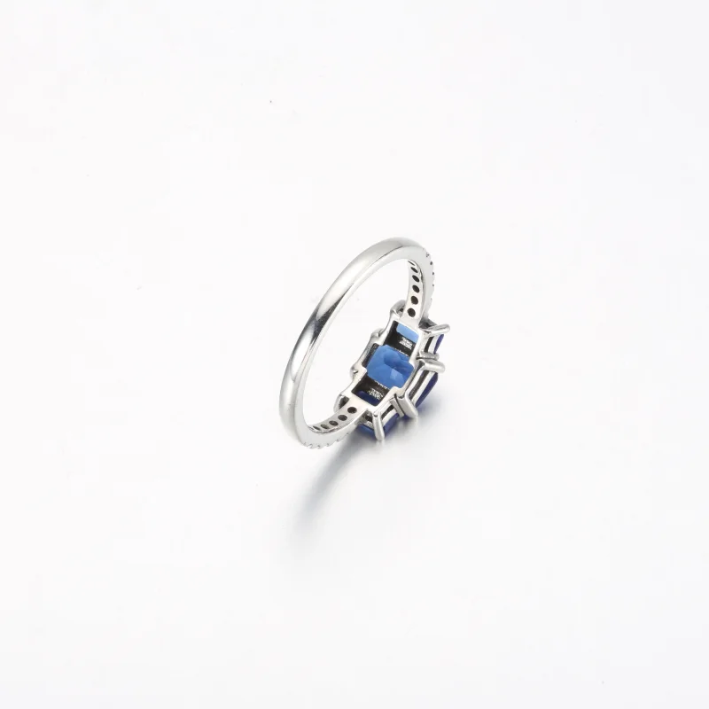 (obrázek pro) Pandora Blue obdélníkový tříkamenný jiskřivý prsten - 192389C01 - Zobrazit 5