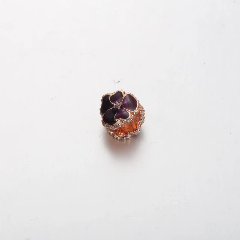 (obrázek pro) Pandora Deep Purple Pansy Flower Charm - 780777C01 - Zobrazit 3