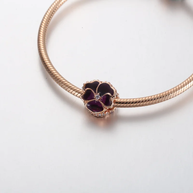(obrázek pro) Pandora Deep Purple Pansy Flower Charm - 780777C01 - Zobrazit 4