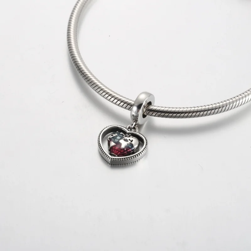 (obrázek pro) Pandora Family Spinning Heart Globe Charm - 792240C01 - Zobrazit 4