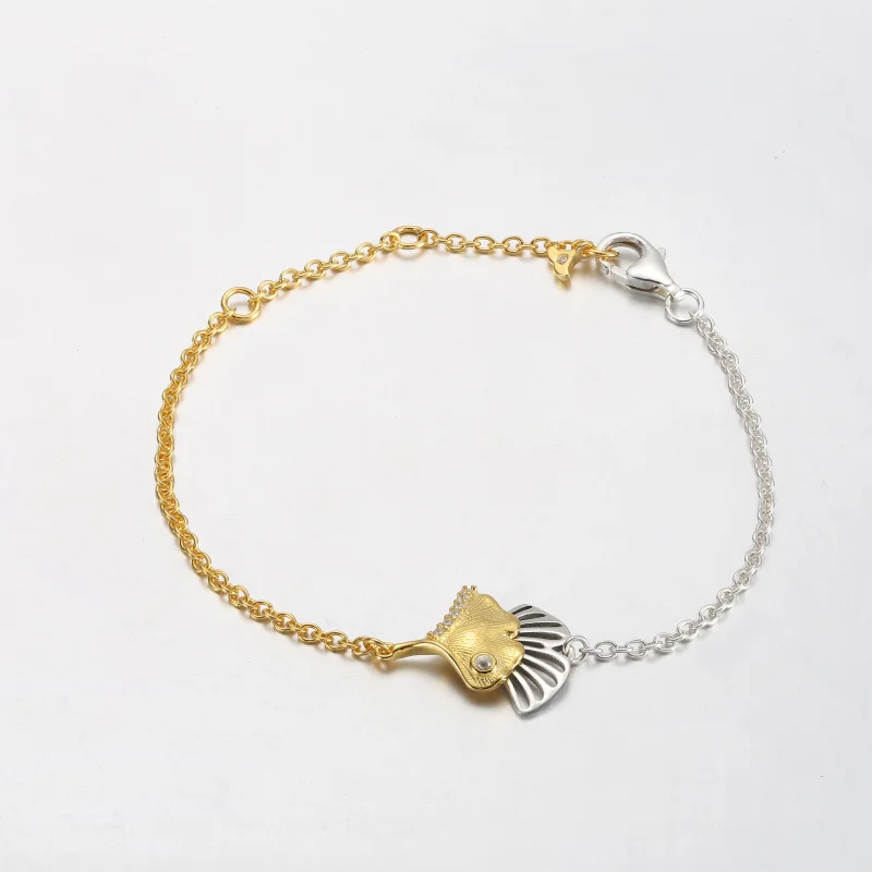 (obrázek pro) Pandora Ginkgo mincovní stříbro a řetízkový náramek pozlacený 14k zlatem - 56242 - Zobrazit 2