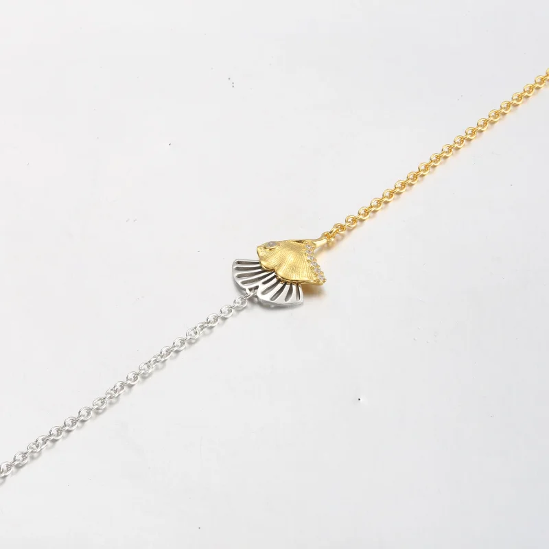 (obrázek pro) Pandora Ginkgo mincovní stříbro a řetízkový náramek pozlacený 14k zlatem - 56242 - Zobrazit 3