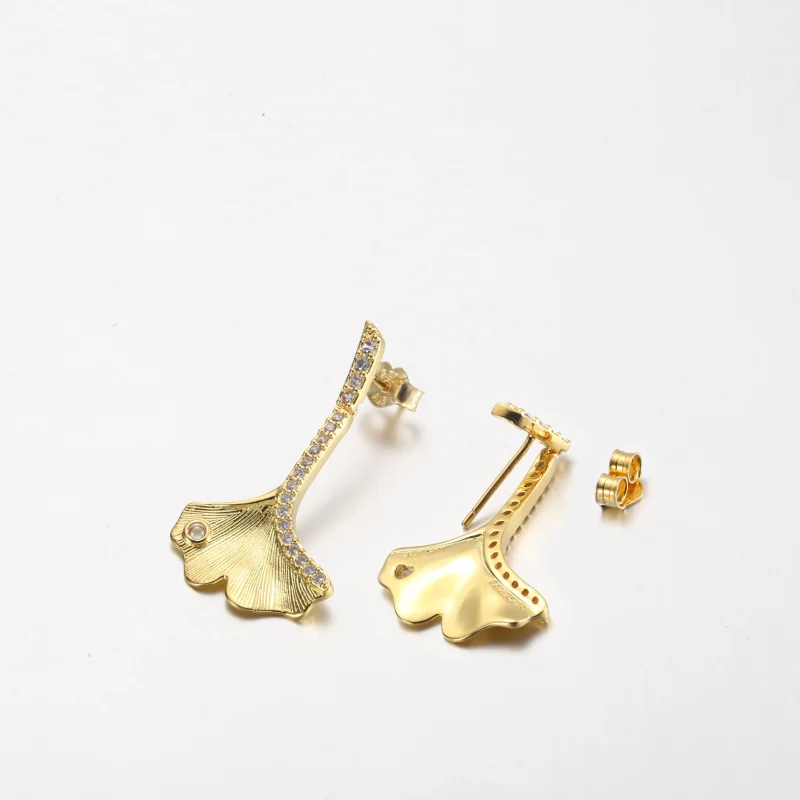 (obrázek pro) Pandora Ginkgo náušnice pozlacené 14k zlatem - 262440C01 - Zobrazit 3