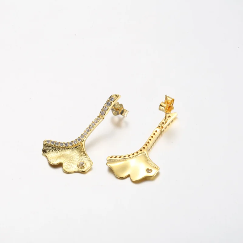(obrázek pro) Pandora Ginkgo náušnice pozlacené 14k zlatem - 262440C01 - Zobrazit 4