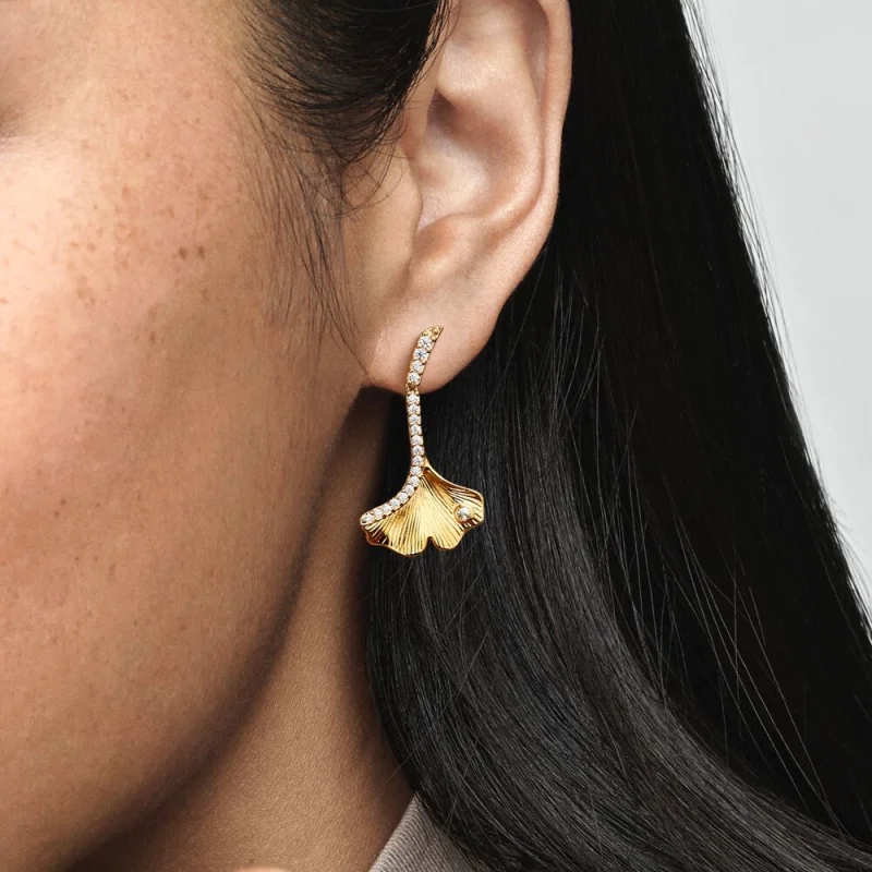 (obrázek pro) Pandora Ginkgo náušnice pozlacené 14k zlatem - 262440C01 - Zobrazit 6