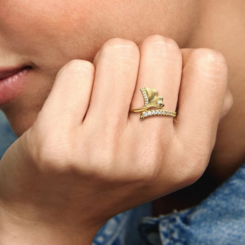 (obrázek pro) Pandora Ginkgo prsten pozlacený 14k zlatem - 162444C01 - Zobrazit 6