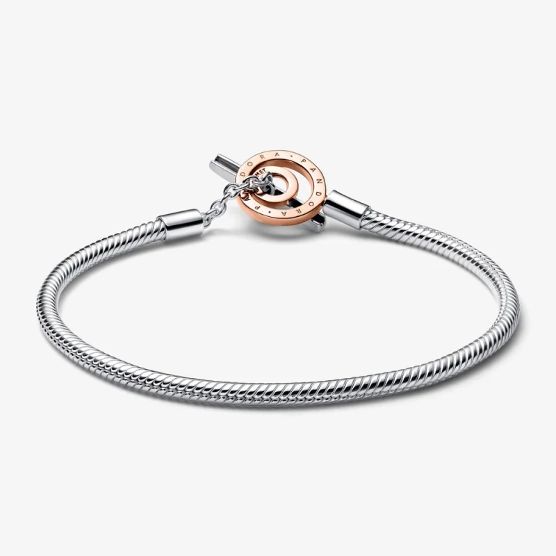 (obrázek pro) Pandora Moments Dvoubarevný náramek s logem T-Bar Snake Chain - 582309C00 - Zobrazit 6