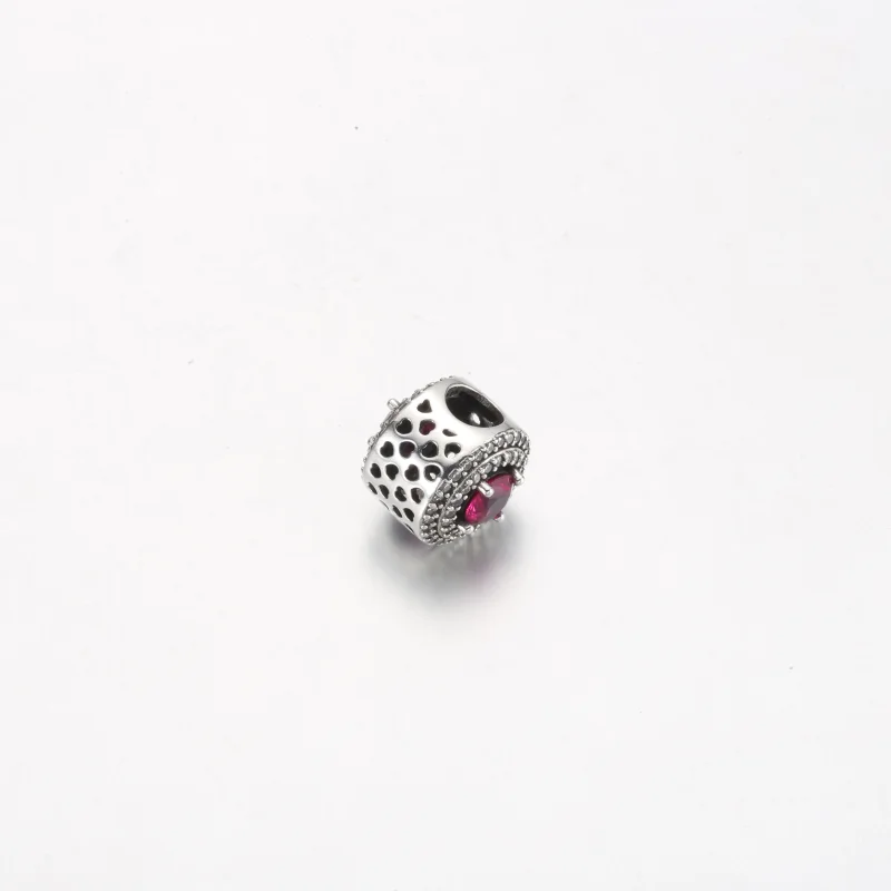 (obrázek pro) Pandora Red Sparkling Leveled round Charm - 792418c01 - Zobrazit 3