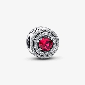 (obrázek pro) Pandora Red Sparkling Leveled round Charm - 792418c01