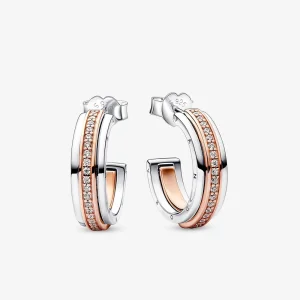 (obrázek pro) Pandora Signature dvoubarevné logo a náušnice Pavé Hoop - 282737C01