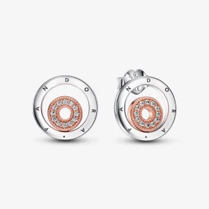 (obrázek pro) Pandora Signature dvoubarevné logo kruhové náušnice - 282314C01