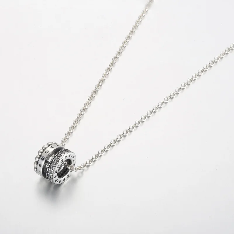 (obrázek pro) Pandora Signature Logo Pavé & Beads Přívěsek a náhrdelník - 392311C01 - Zobrazit 2