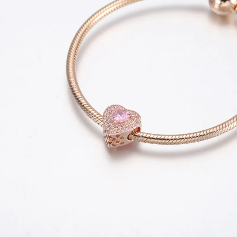 (obrázek pro) Pandora Sparkling Leveled Heart Charm - 789218C01 - Zobrazit 5