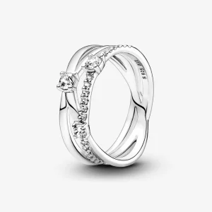 (obrázek pro) Pandora Sparkling Triple Band prsten - 199400C01