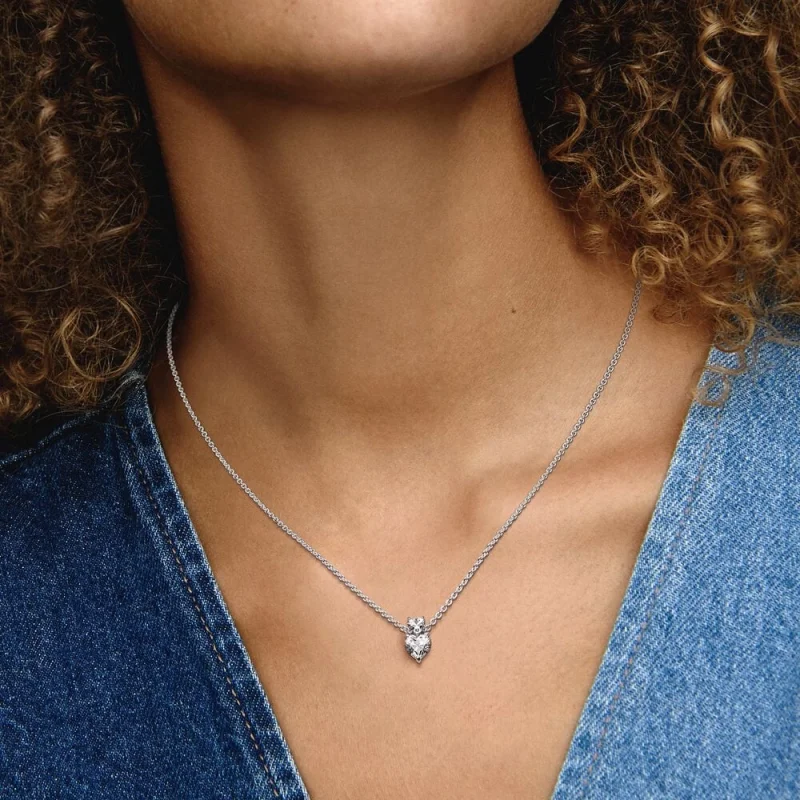 (obrázek pro) Sparkling Collier náhrdelník s přívěskem Pandora Double Heart - 391229C01 - Zobrazit 6