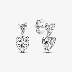 (obrázek pro) Šumivé náušnice Pandora Double Heart - 291199C01