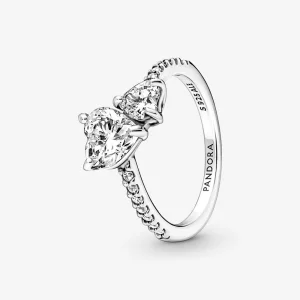 (obrázek pro) Šumivý prsten Pandora Double Heart - 191198C01