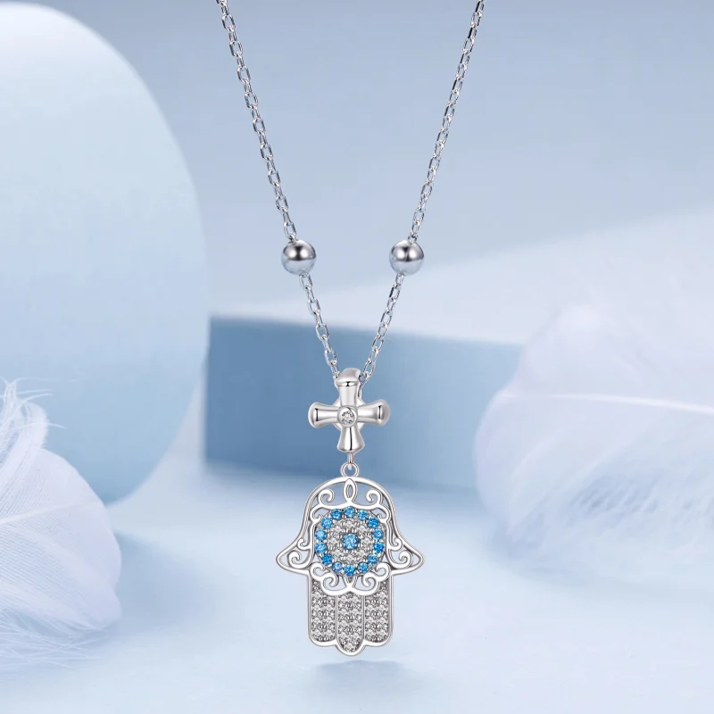 (obrázek pro) Náhrdelník ve stylu PANDORA Hand Of Fatima - BSN369 - Zobrazit 3