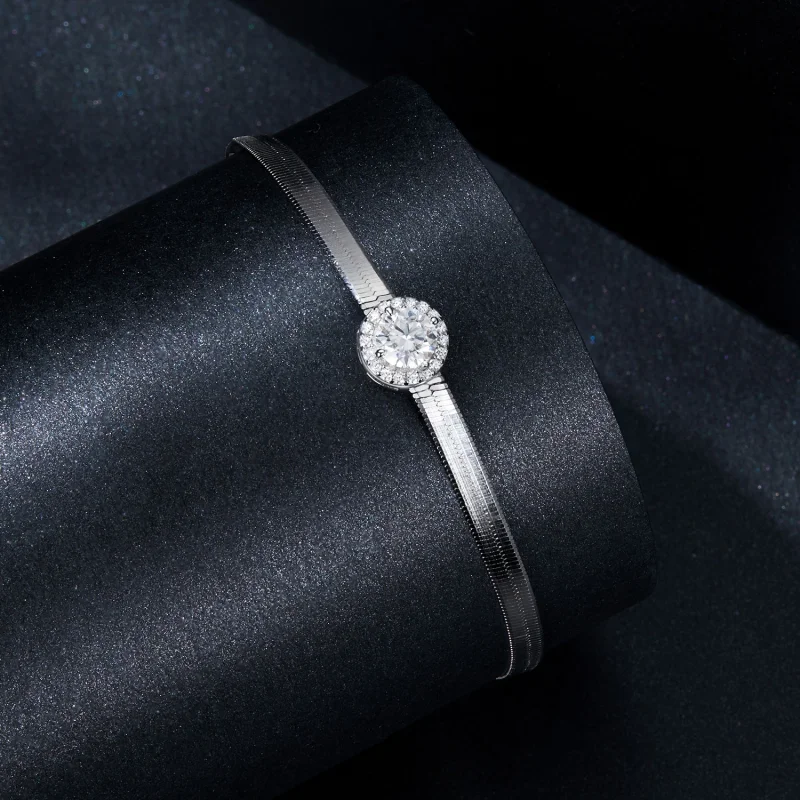 (obrázek pro) PANDORA Style 0,5Ct moissanitový náramek s hadí kostí (jeden certifikát) - MSB01 - Zobrazit 2