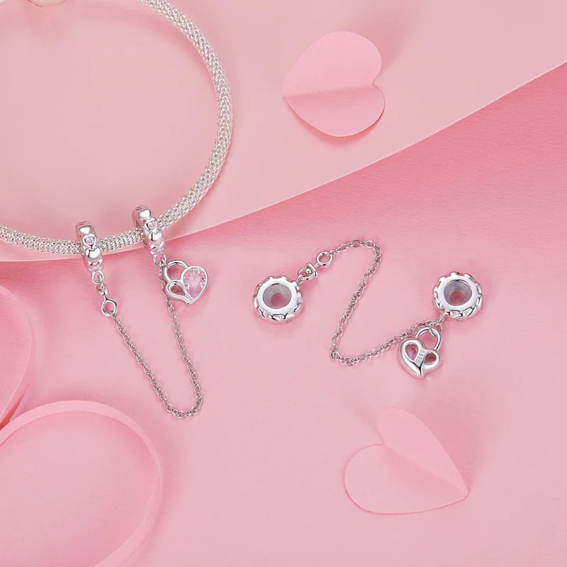 (obrázek pro) Bezpečnostní řetízek PANDORA Style Lover Heart Lock - BSC975 - Zobrazit 4
