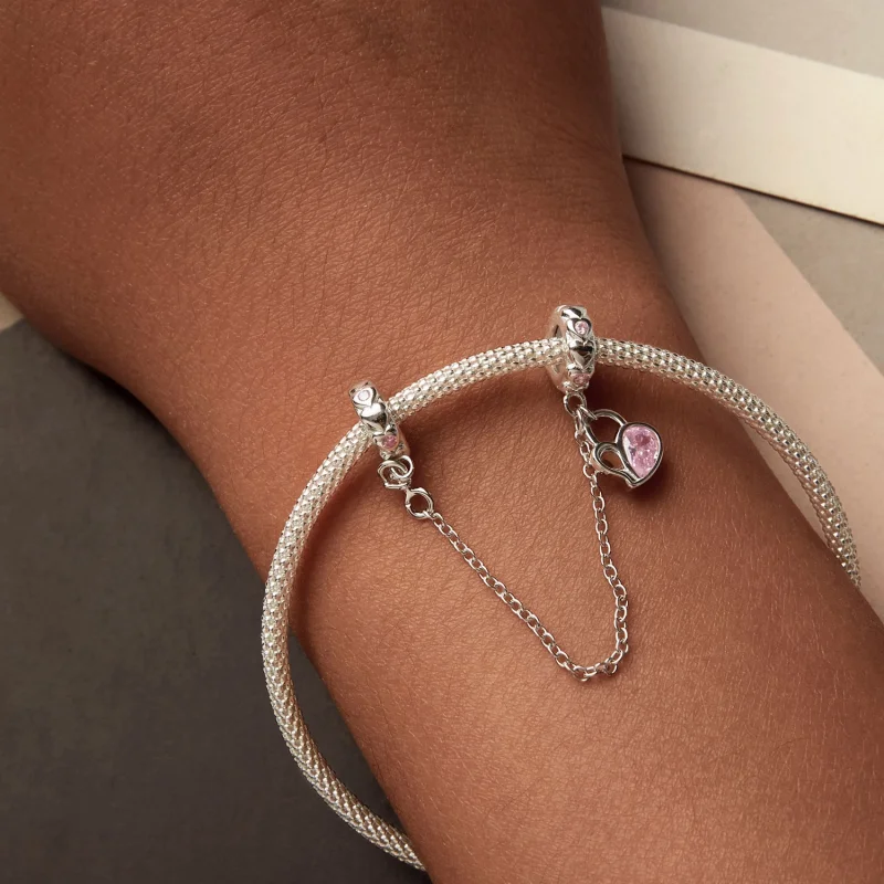 (obrázek pro) Bezpečnostní řetízek PANDORA Style Lover Heart Lock - BSC975 - Zobrazit 6