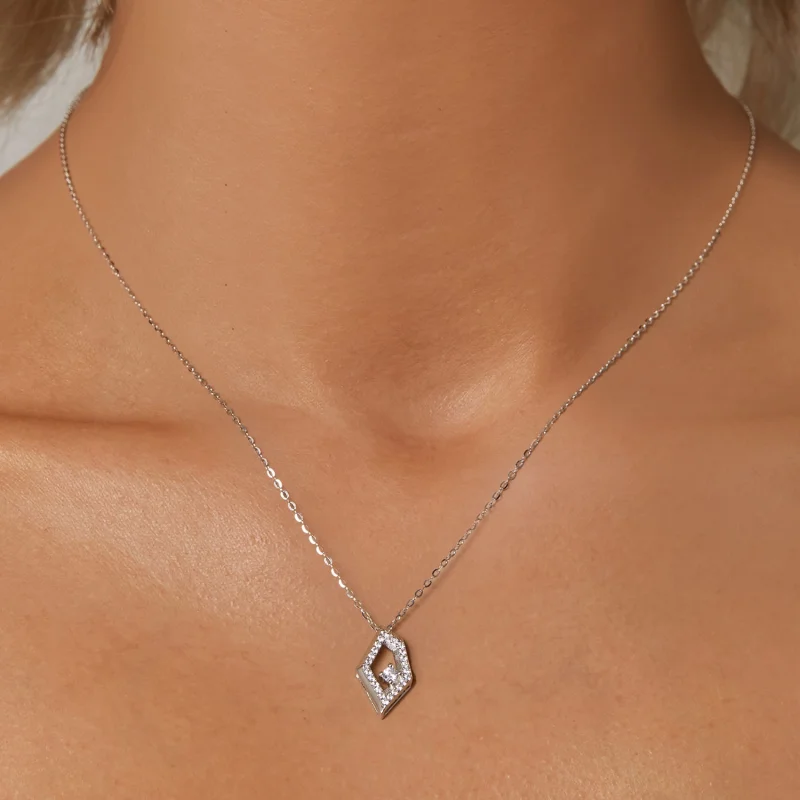 (obrázek pro) Geometrický třpytivý náhrdelník ve stylu PANDORA - SCN517 - Zobrazit 5