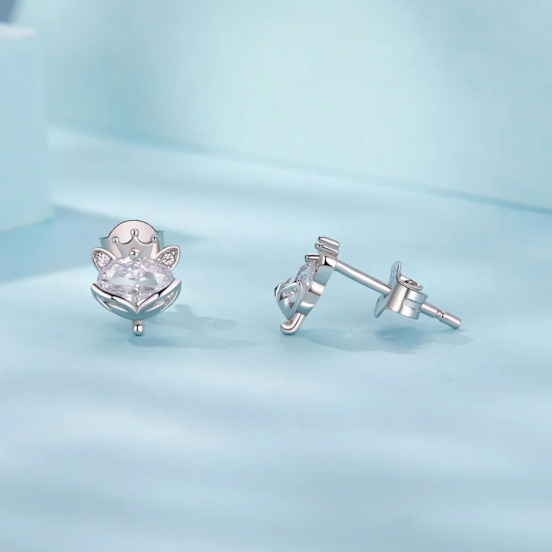 (obrázek pro) Náušnice princezny Crown Fox ve stylu PANDORA - SCE1708 - Zobrazit 4