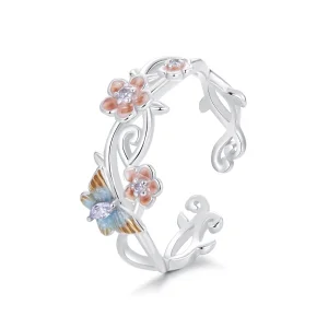 (obrázek pro) Romantický prsten Sakura Butterfly ve stylu PANDORA - BSR538-E