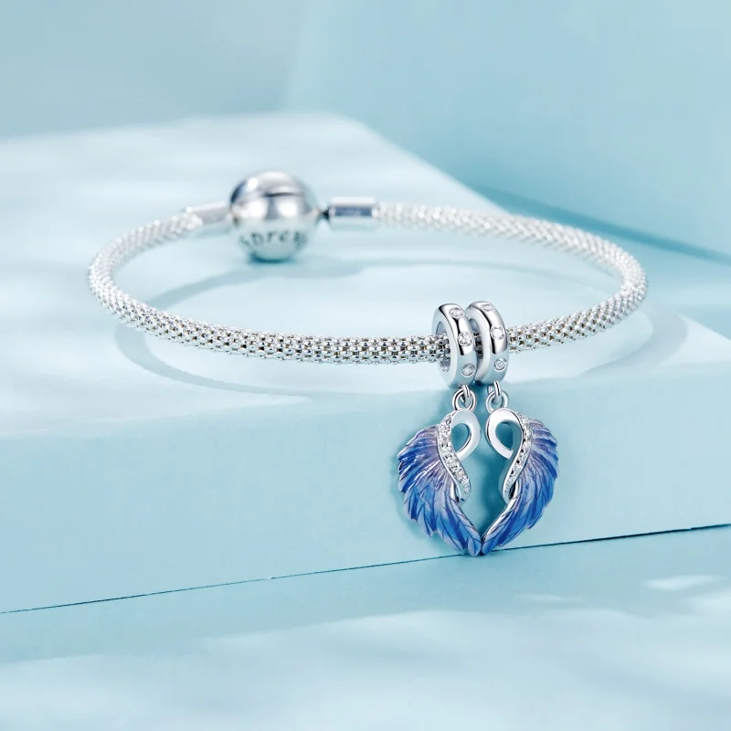 (obrázek pro) Dvojitý přívěsek ve stylu PANDORA Blue Wings - SCC2781 - Zobrazit 7